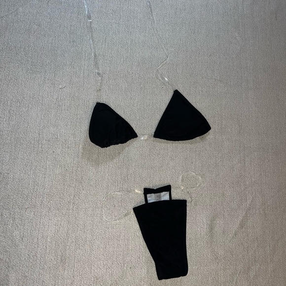 Clear Strap Triangle Thong Bikini - Picture 1 of 10